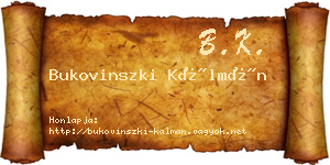 Bukovinszki Kálmán névjegykártya